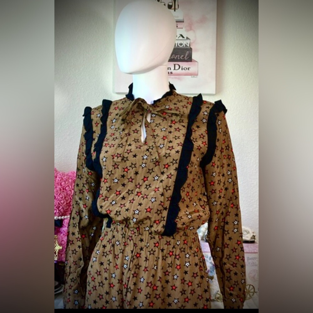 Scotch & Soda Mini Prairie Dress Modest Celestial print in brown & black size XS - Picture 6 of 13